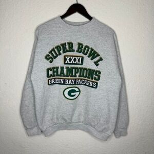 Vintage 90s Gray Green Bay Packers Super Bowl Champions grey sweatshirt
